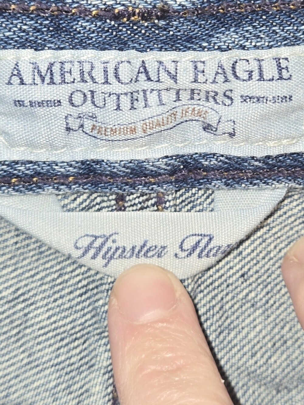 Vtg American Eagle Hipster Flare Denim Jeans Distressed Sz 12 100% Cotton Hippie - Picture 6 of 8